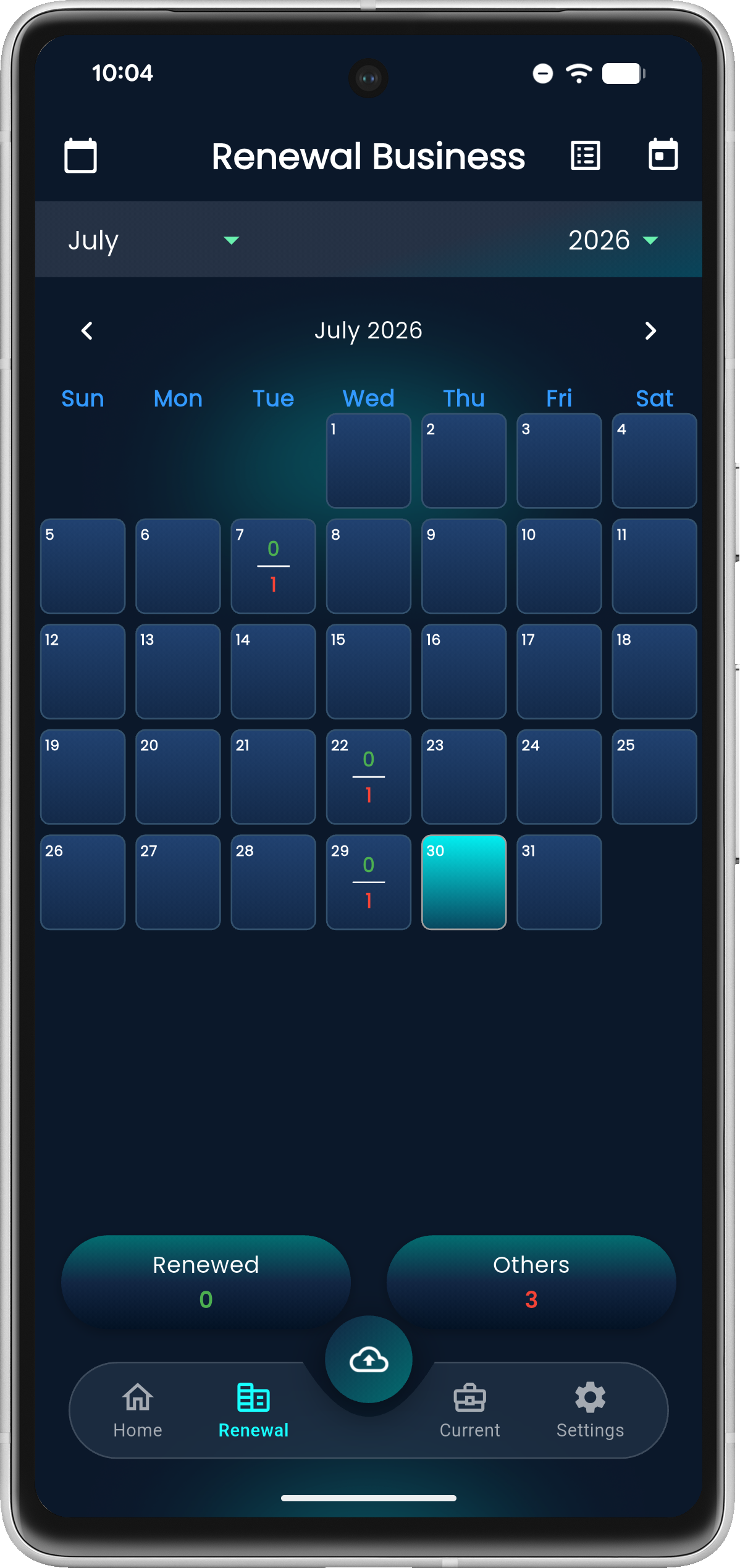 Renewal calendar